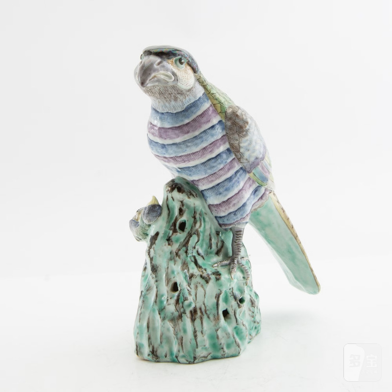 A rare famille rose figure of a hawk with its pray, - 图9